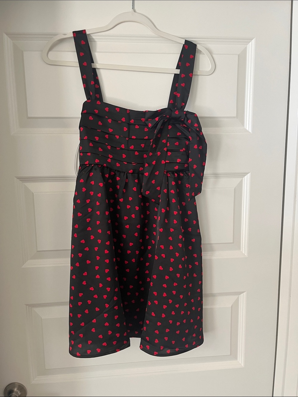 Black Dress with Red Heart Print and Bow